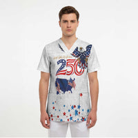 250 Years of American Freedom Scrub Top Flag Bald Eagle and Map