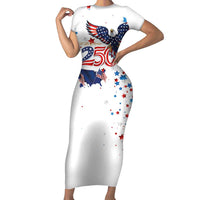 250 Years of American Freedom Short Sleeve Bodycon Dress Flag Bald Eagle and Map
