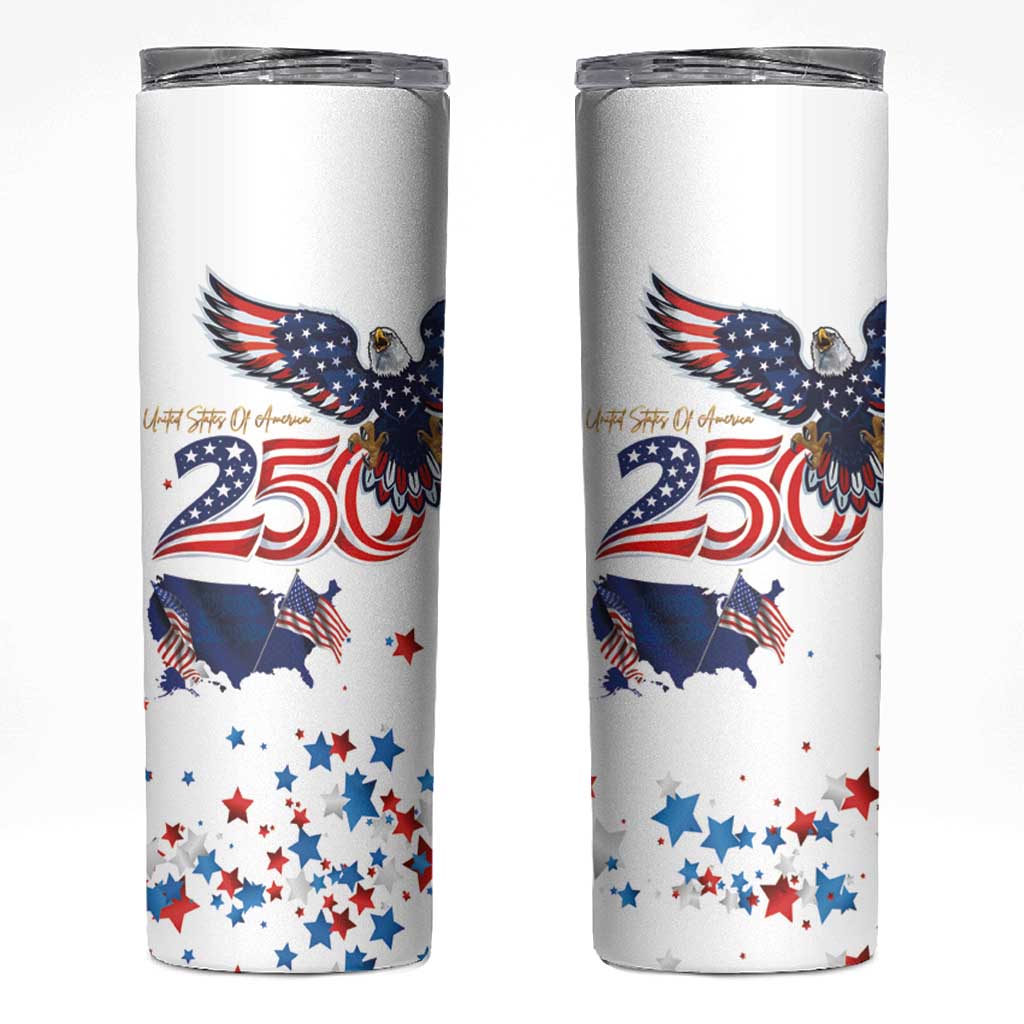 250 Years of American Freedom Skinny Tumbler Flag Bald Eagle and Map