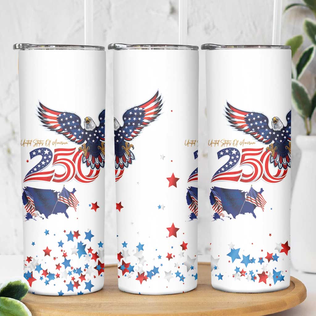 250 Years of American Freedom Skinny Tumbler Flag Bald Eagle and Map