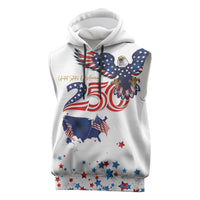 250 Years of American Freedom Sleeveless Hoodie Flag Bald Eagle and Map