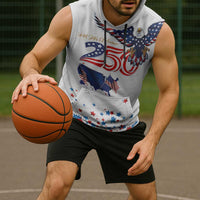 250 Years of American Freedom Sleeveless Hoodie Flag Bald Eagle and Map