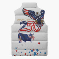 250 Years of American Freedom Sleeveless Puffer Jacket Flag Bald Eagle and Map