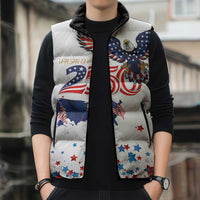 250 Years of American Freedom Sleeveless Puffer Jacket Flag Bald Eagle and Map