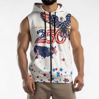 250 Years of American Freedom Sleeveless Zip Hoodie Flag Bald Eagle and Map
