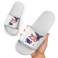 250 Years of American Freedom Slide Sandals Flag Bald Eagle and Map
