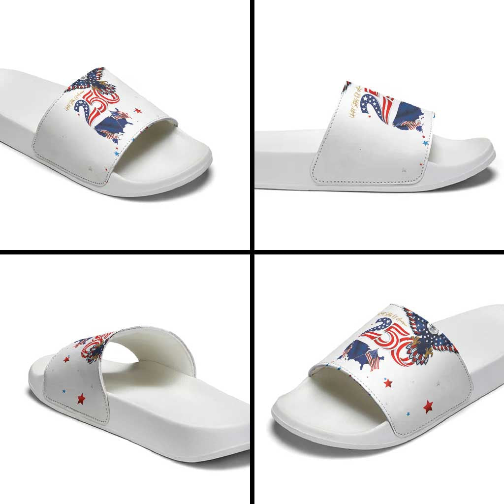 250 Years of American Freedom Slide Sandals Flag Bald Eagle and Map
