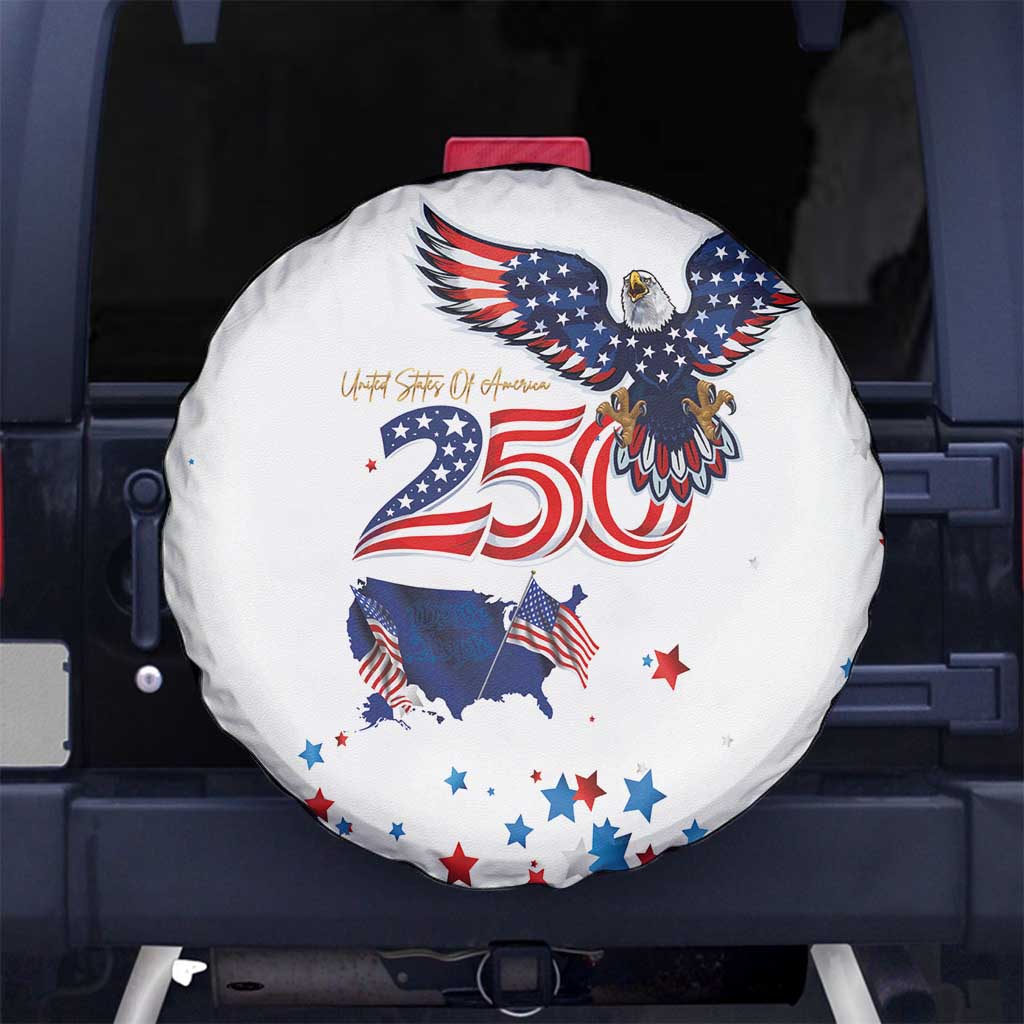 250 Years of American Freedom Spare Tire Cover Flag Bald Eagle and Map