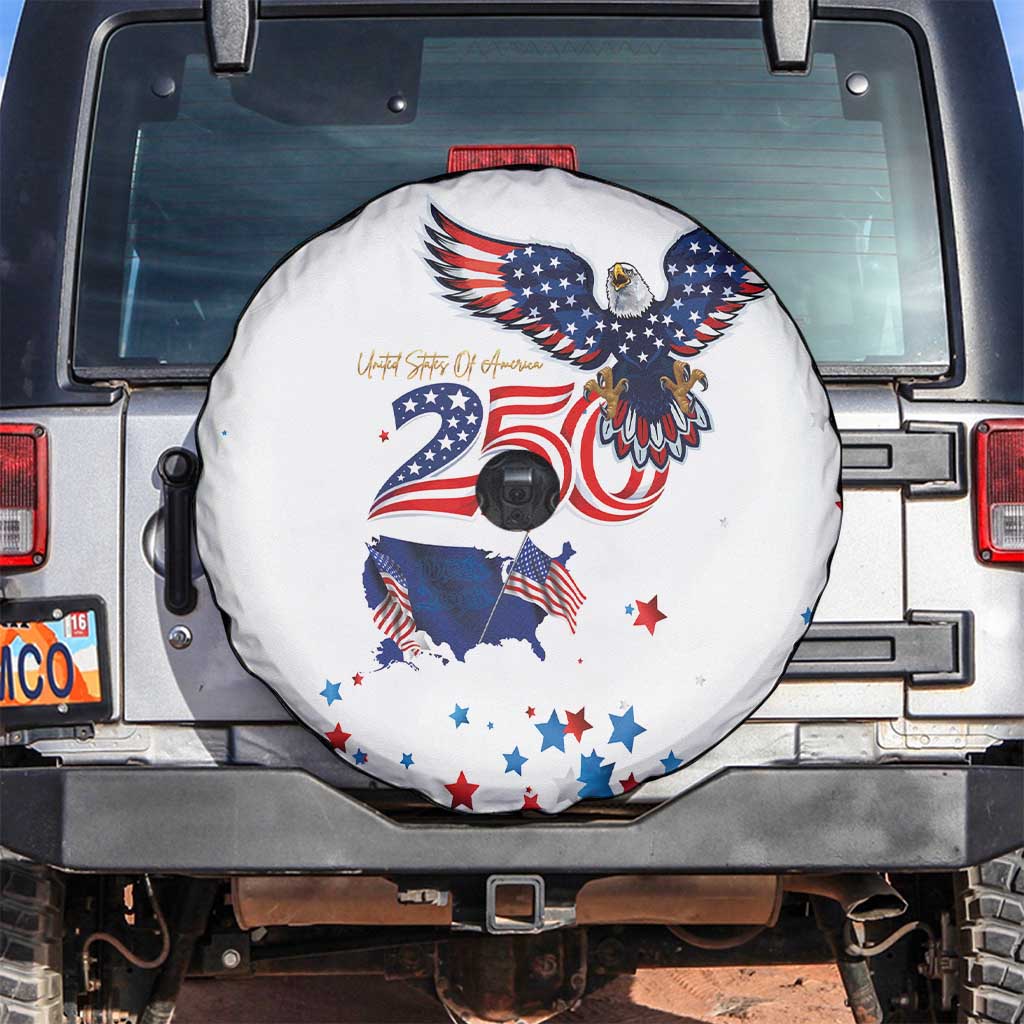 250 Years of American Freedom Spare Tire Cover Flag Bald Eagle and Map