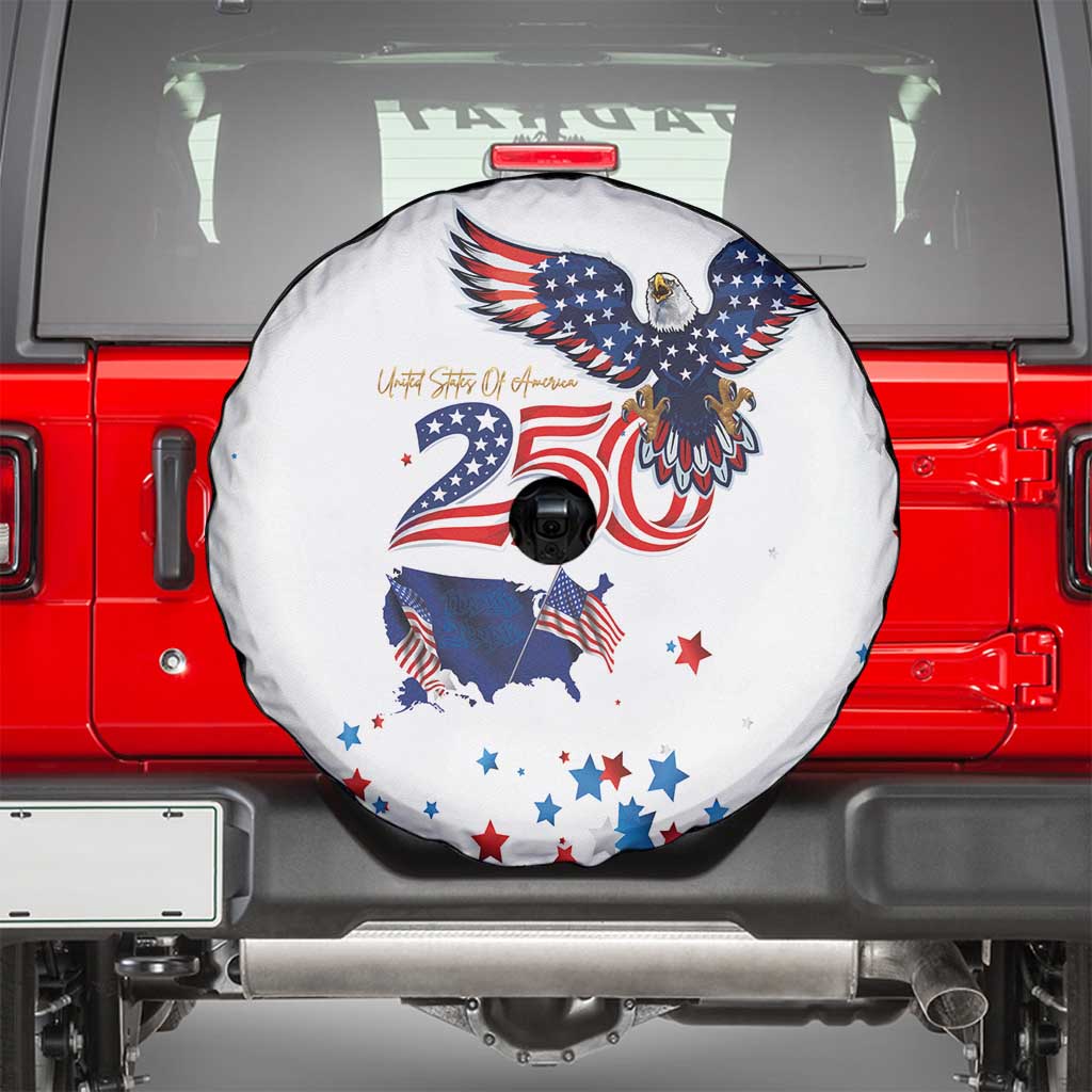250 Years of American Freedom Spare Tire Cover Flag Bald Eagle and Map