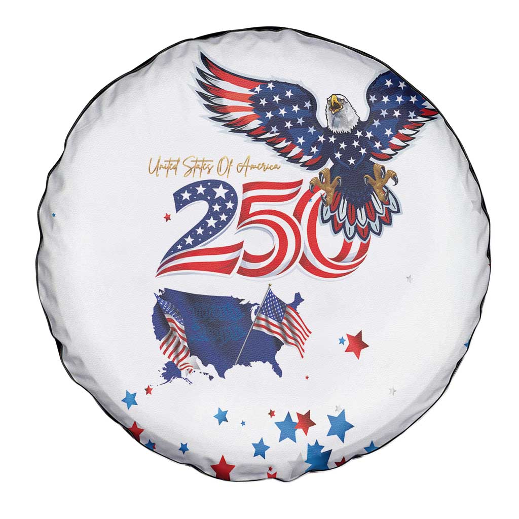 250 Years of American Freedom Spare Tire Cover Flag Bald Eagle and Map