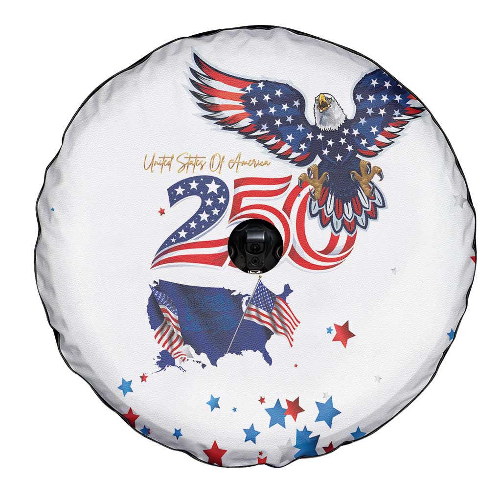250 Years of American Freedom Spare Tire Cover Flag Bald Eagle and Map
