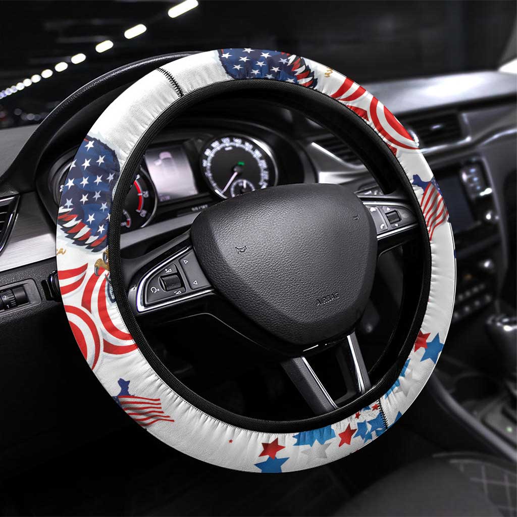 250 Years of American Freedom Steering Wheel Cover Flag Bald Eagle and Map