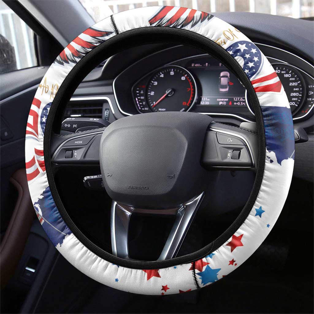 250 Years of American Freedom Steering Wheel Cover Flag Bald Eagle and Map