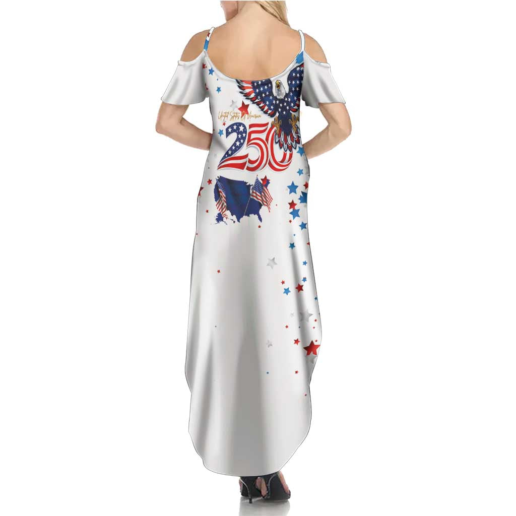 250 Years of American Freedom Summer Maxi Dress Flag Bald Eagle and Map