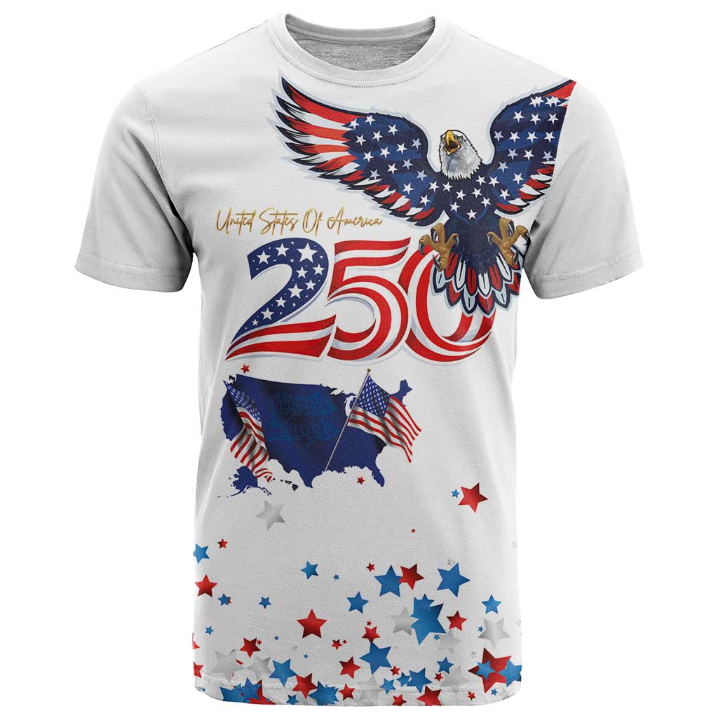 250 Years of American Freedom T Shirt Flag Bald Eagle and Map