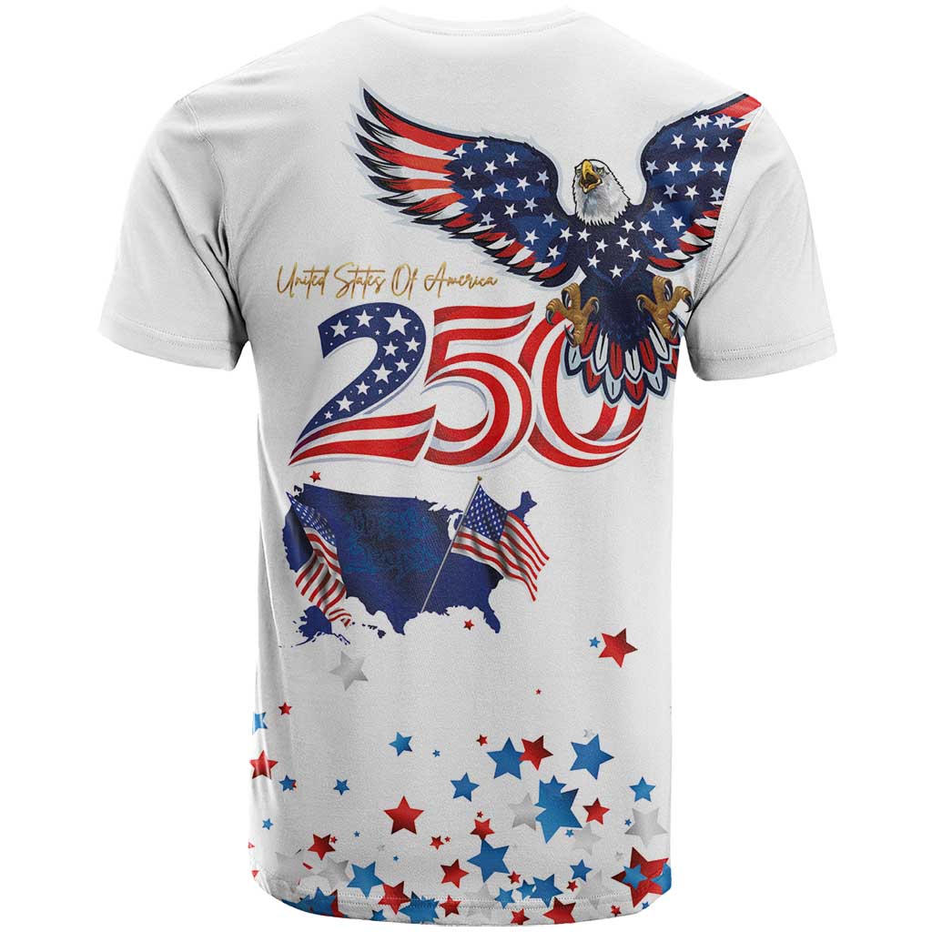 250 Years of American Freedom T Shirt Flag Bald Eagle and Map