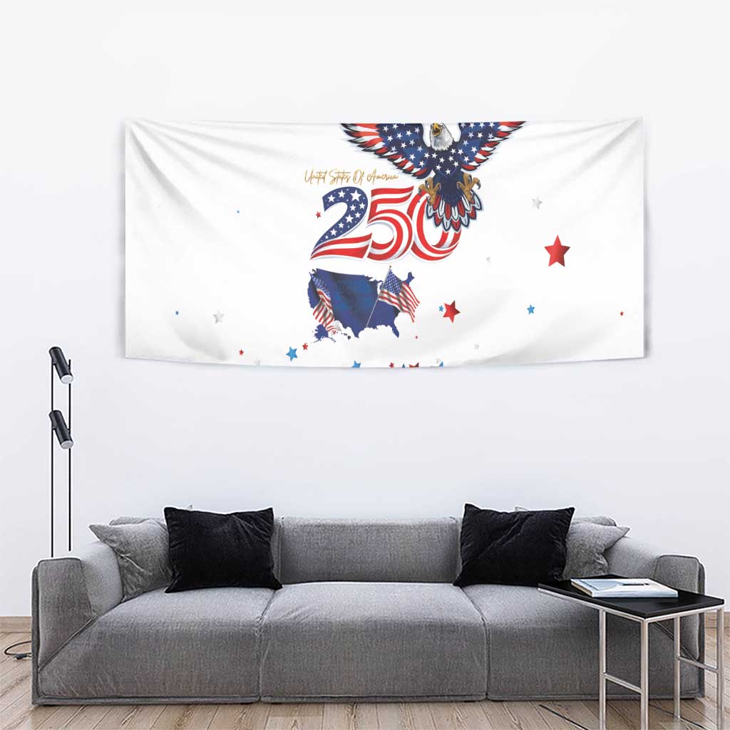 250 Years of American Freedom Tapestry Flag Bald Eagle and Map