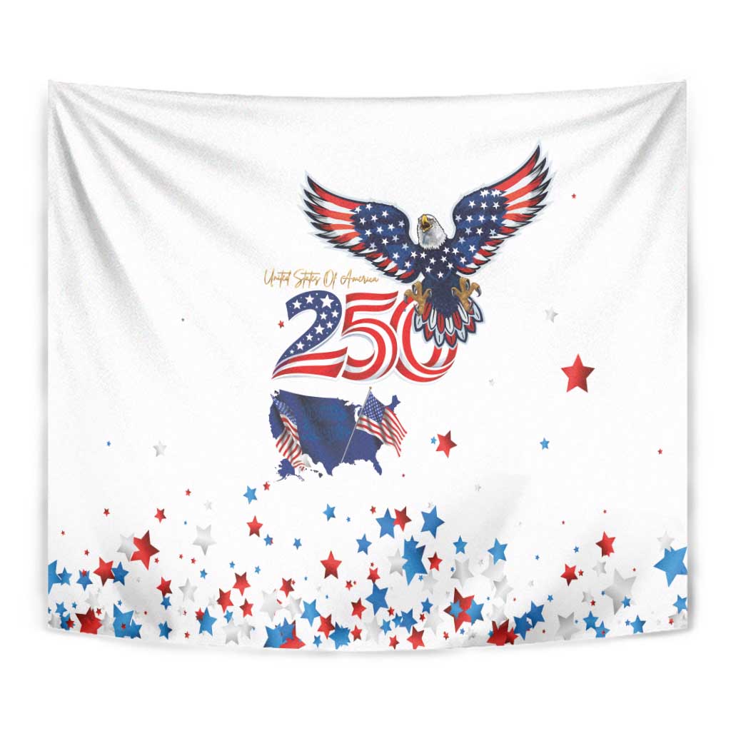 250 Years of American Freedom Tapestry Flag Bald Eagle and Map