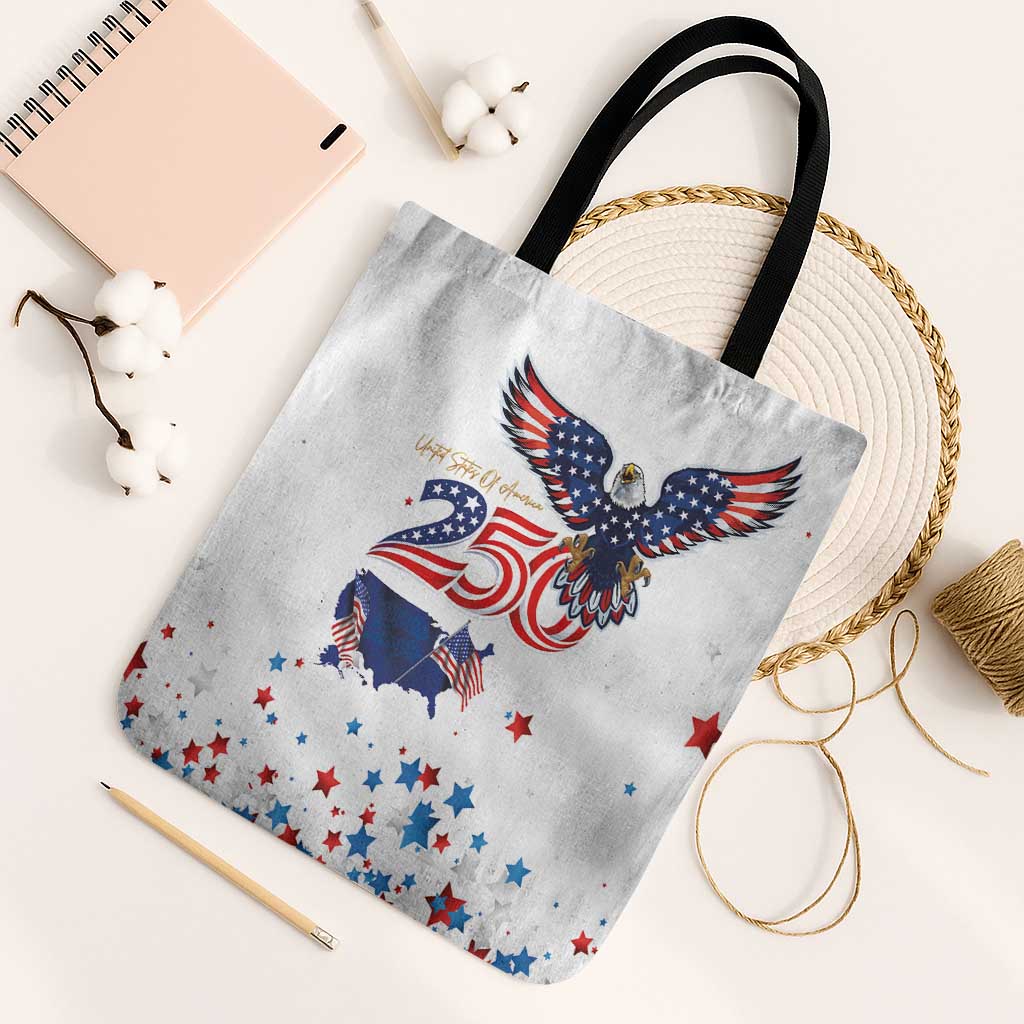 250 Years of American Freedom Tote Bag Flag Bald Eagle and Map