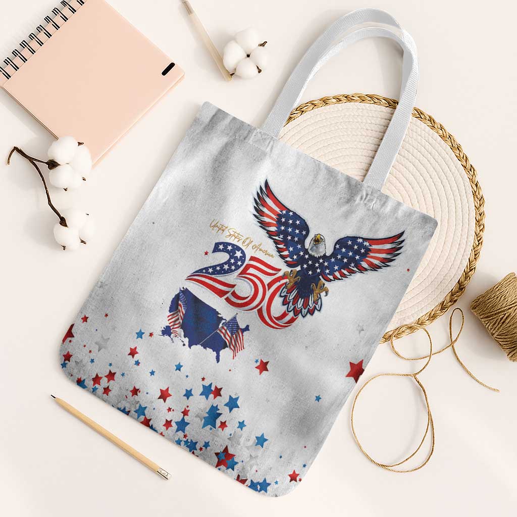 250 Years of American Freedom Tote Bag Flag Bald Eagle and Map