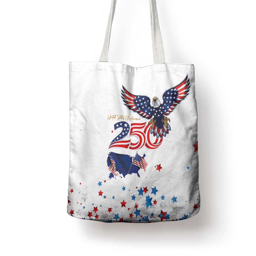 250 Years of American Freedom Tote Bag Flag Bald Eagle and Map