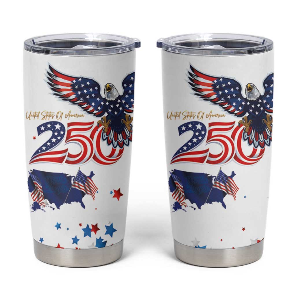 250 Years of American Freedom Tumbler Cup Flag Bald Eagle and Map