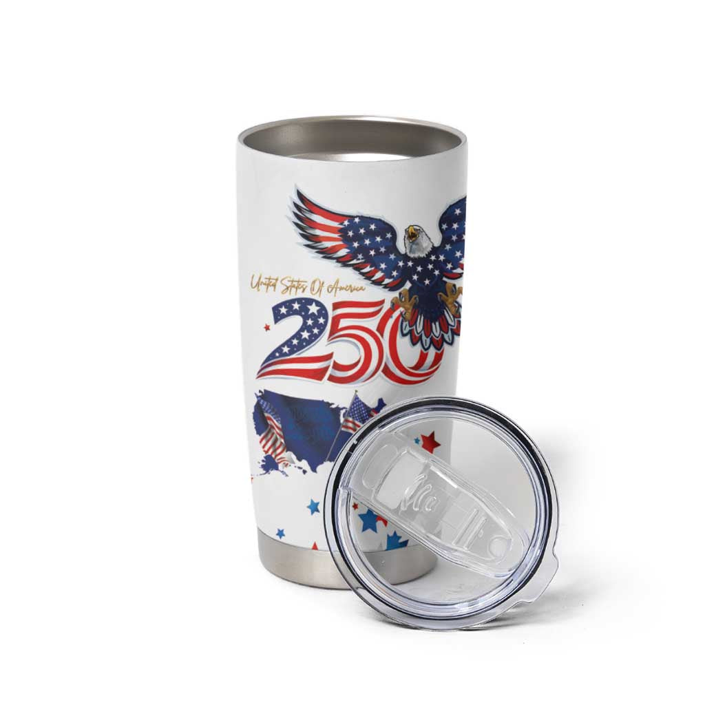250 Years of American Freedom Tumbler Cup Flag Bald Eagle and Map