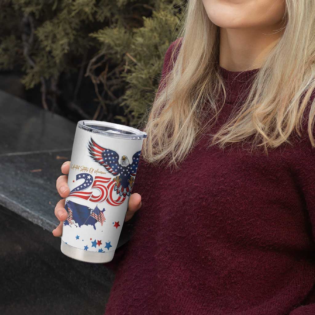 250 Years of American Freedom Tumbler Cup Flag Bald Eagle and Map