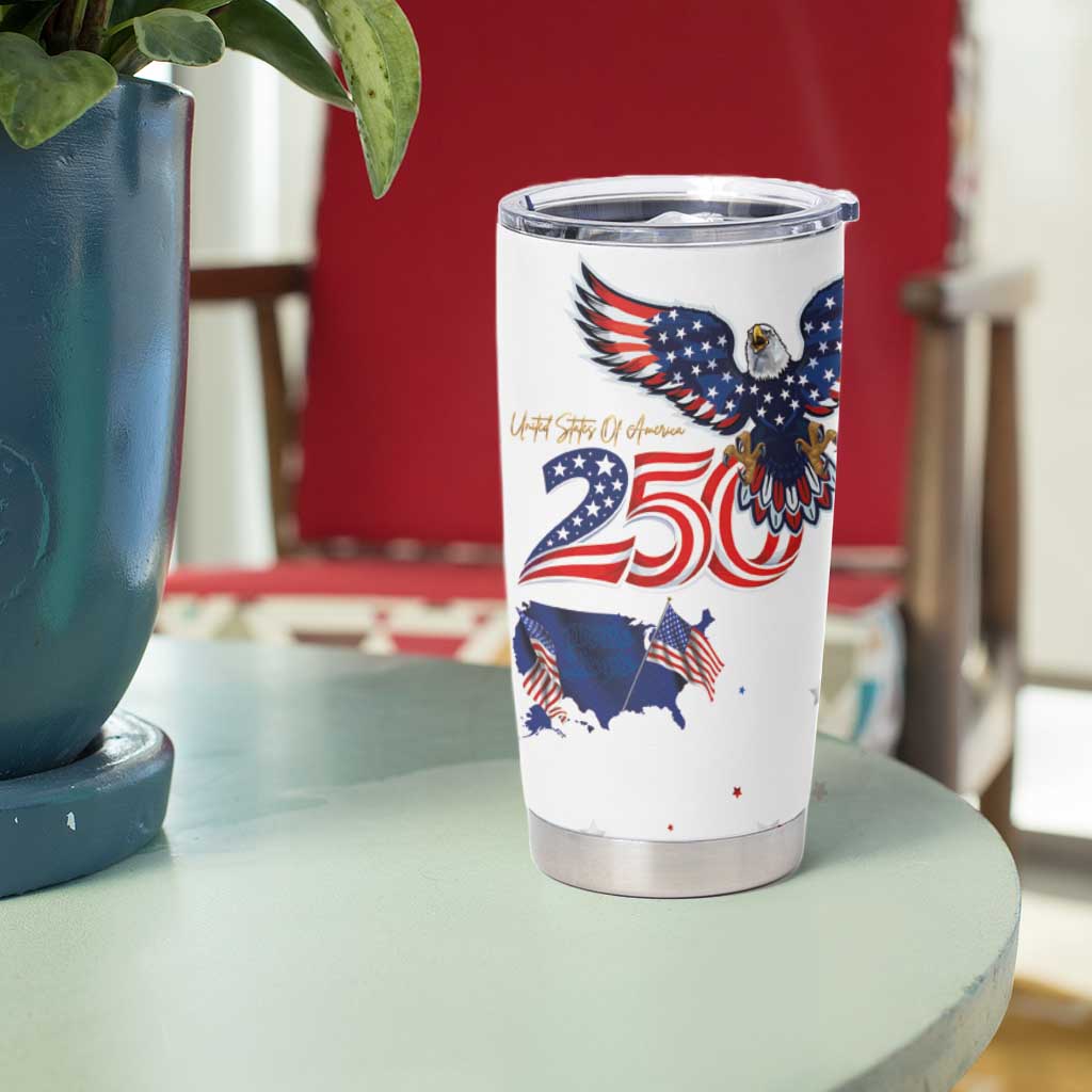 250 Years of American Freedom Tumbler Cup Flag Bald Eagle and Map
