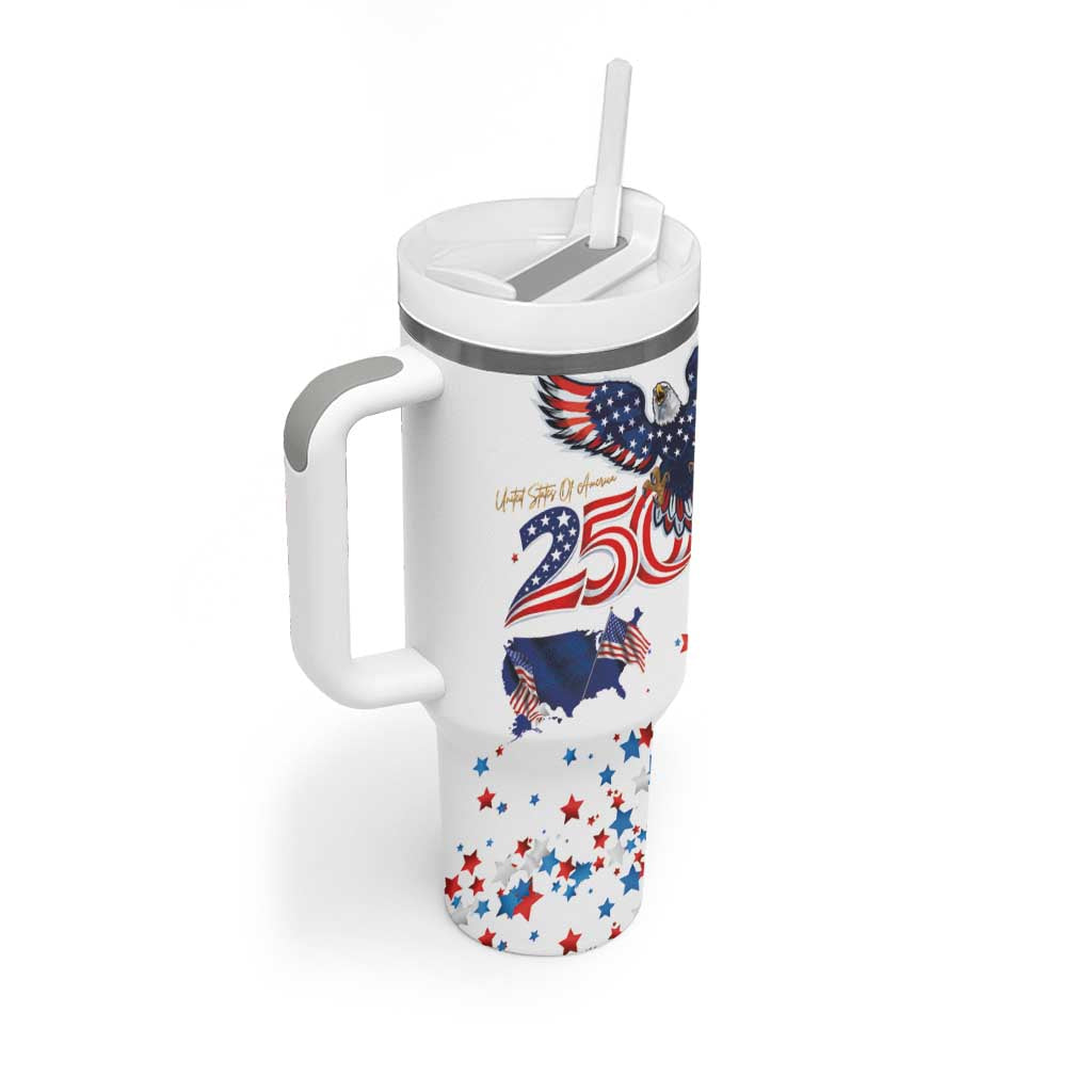250 Years of American Freedom Tumbler With Handle Flag Bald Eagle and Map