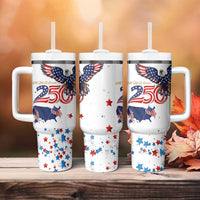 250 Years of American Freedom Tumbler With Handle Flag Bald Eagle and Map