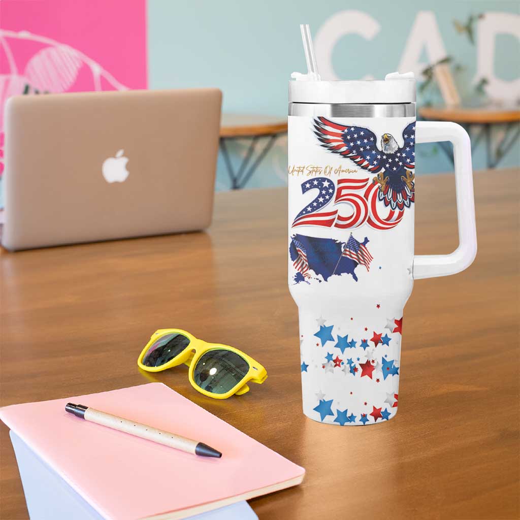 250 Years of American Freedom Tumbler With Handle Flag Bald Eagle and Map