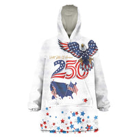 250 Years of American Freedom Wearable Blanket Hoodie Flag Bald Eagle and Map
