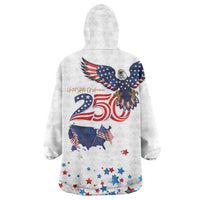 250 Years of American Freedom Wearable Blanket Hoodie Flag Bald Eagle and Map