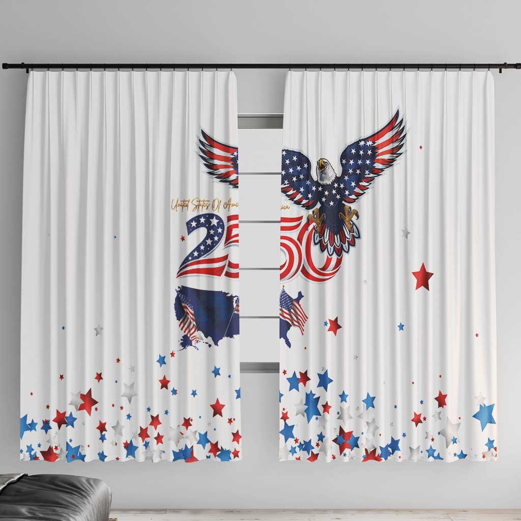 250 Years of American Freedom Window Curtain Flag Bald Eagle and Map