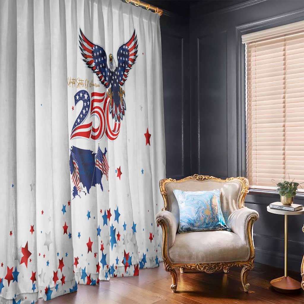 250 Years of American Freedom Window Curtain Flag Bald Eagle and Map