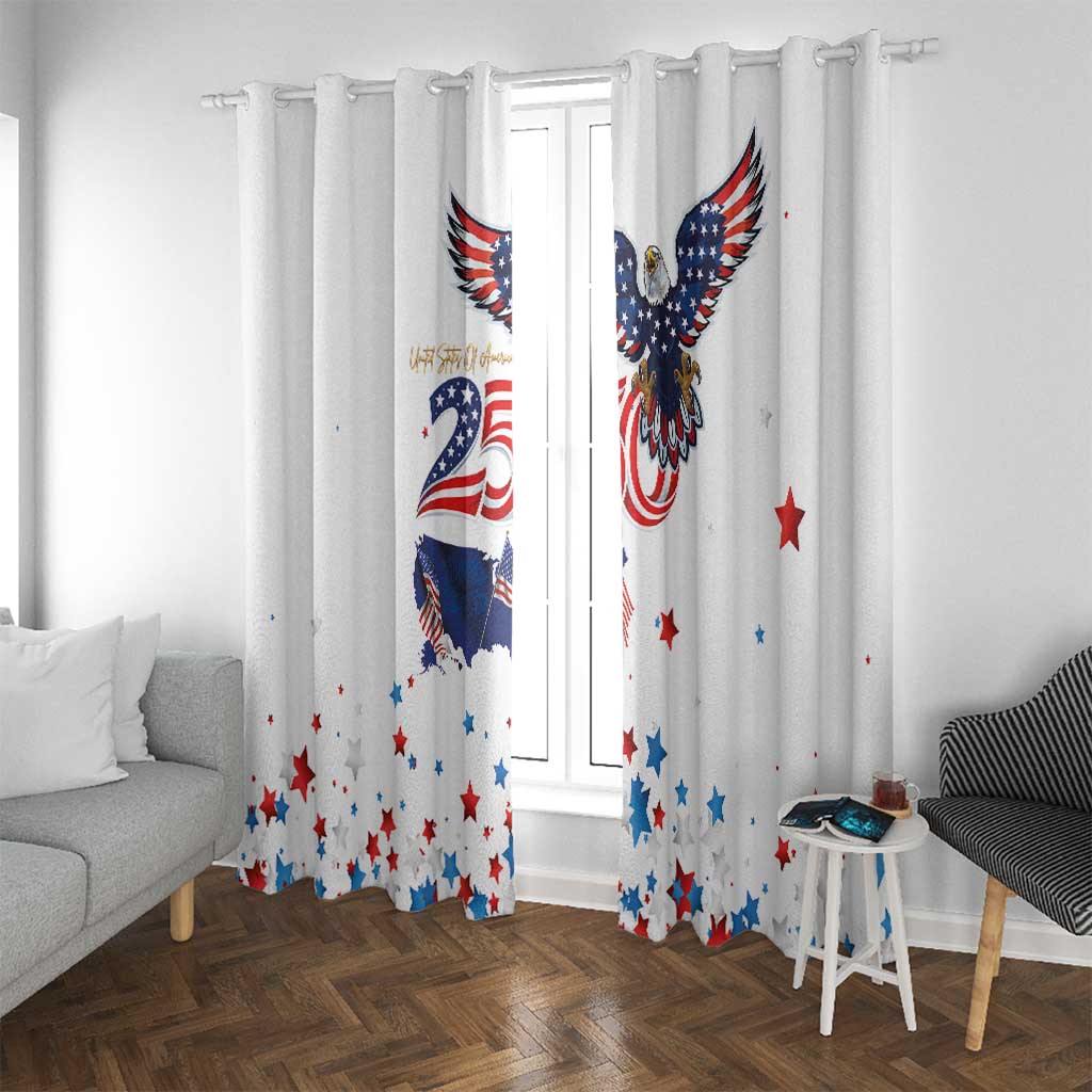 250 Years of American Freedom Window Curtain Flag Bald Eagle and Map