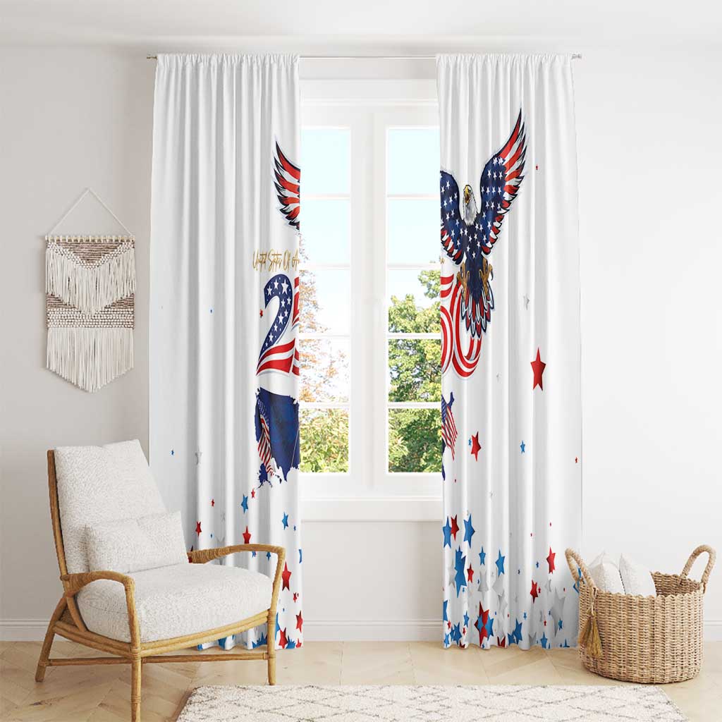 250 Years of American Freedom Window Curtain Flag Bald Eagle and Map