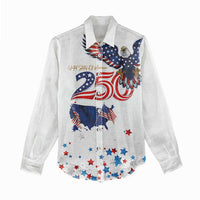 250 Years of American Freedom Women Casual Shirt Flag Bald Eagle and Map
