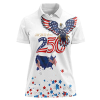 250 Years of American Freedom Women Polo Shirt Flag Bald Eagle and Map