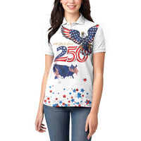 250 Years of American Freedom Women Polo Shirt Flag Bald Eagle and Map