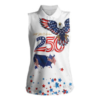 250 Years of American Freedom Women Sleeveless Polo Shirt Flag Bald Eagle and Map