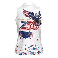 250 Years of American Freedom Women Sleeveless Polo Shirt Flag Bald Eagle and Map