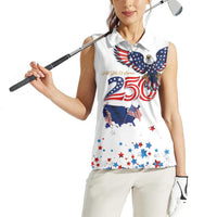 250 Years of American Freedom Women Sleeveless Polo Shirt Flag Bald Eagle and Map