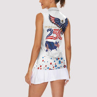 250 Years of American Freedom Women Sleeveless Polo Shirt Flag Bald Eagle and Map