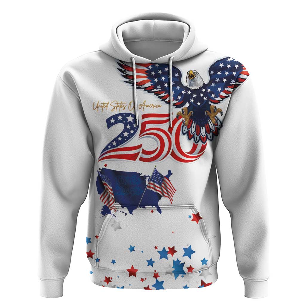 250 Years of American Freedom Zip Hoodie Flag Bald Eagle and Map