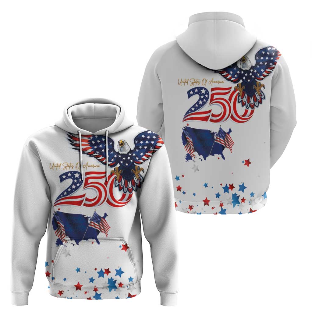 250 Years of American Freedom Zip Hoodie Flag Bald Eagle and Map