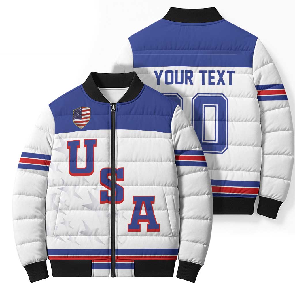 USA Ice Hockey Custom Bomber Puffer Jacket Sporty Style
