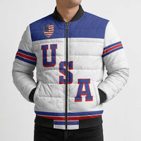 USA Ice Hockey Custom Bomber Puffer Jacket Sporty Style